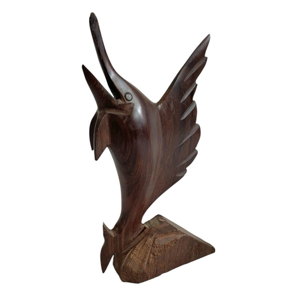 Vintage Ironwood Figurine Wooden Hand-Carved Swordfish Marlin Statue - Picture 3 of 6